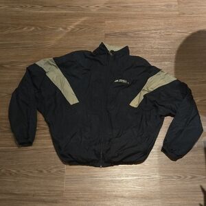 Vintage 1990s Russell Athletic Black Windbreaker with Tan Accent Panels